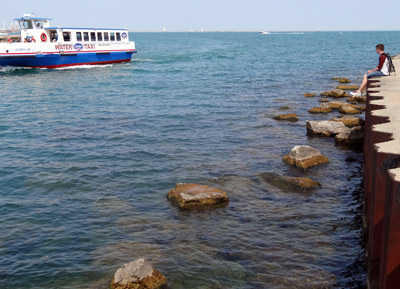 Rocky areas along shoreline